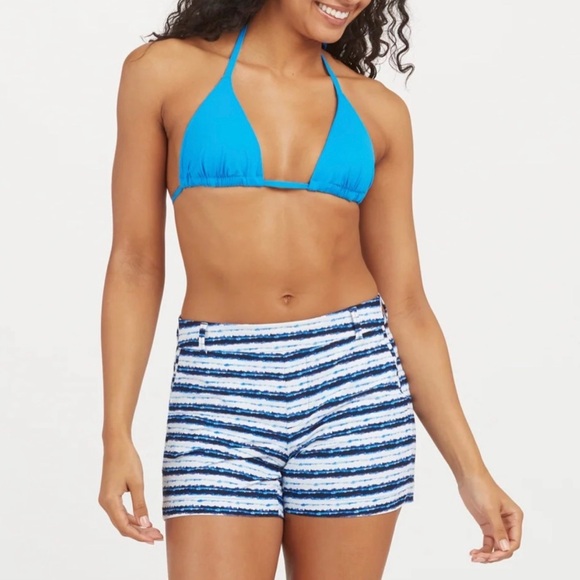 NWT! SPANX sunshine short. Blue painted stripe. Inseam: 4”=S&M. 6”=XL. $68 - Picture 4 of 15